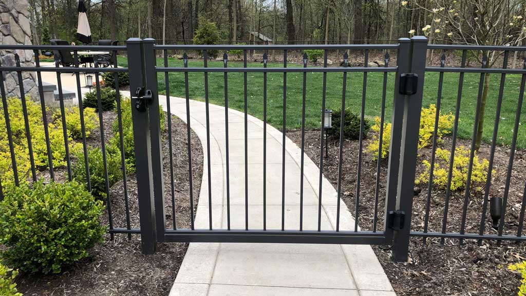 7' Aluminum Ornamental Single Swing Gate - Spear Top Series H - Over Arch