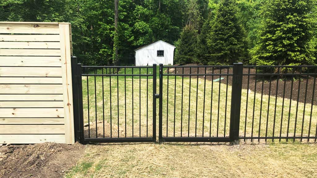 7' Aluminum Ornamental Single Swing Gate - Spear Top Series H - Over Arch