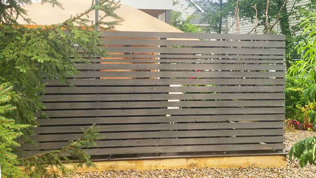 redwood slats on custom privacy screen