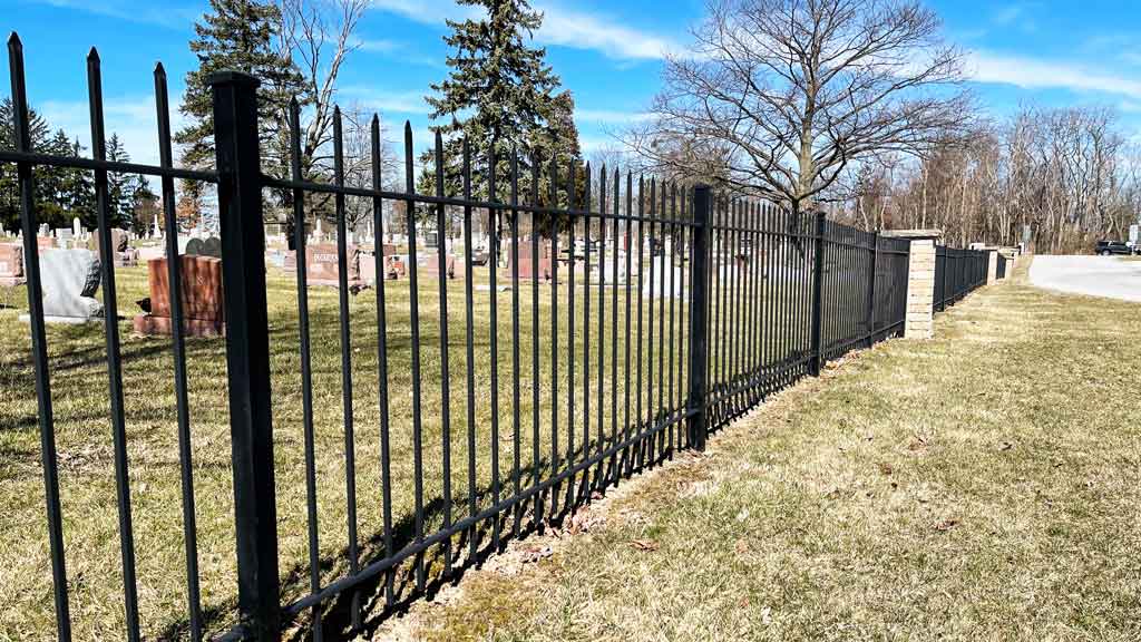 2 rail pointed wrought iron fence