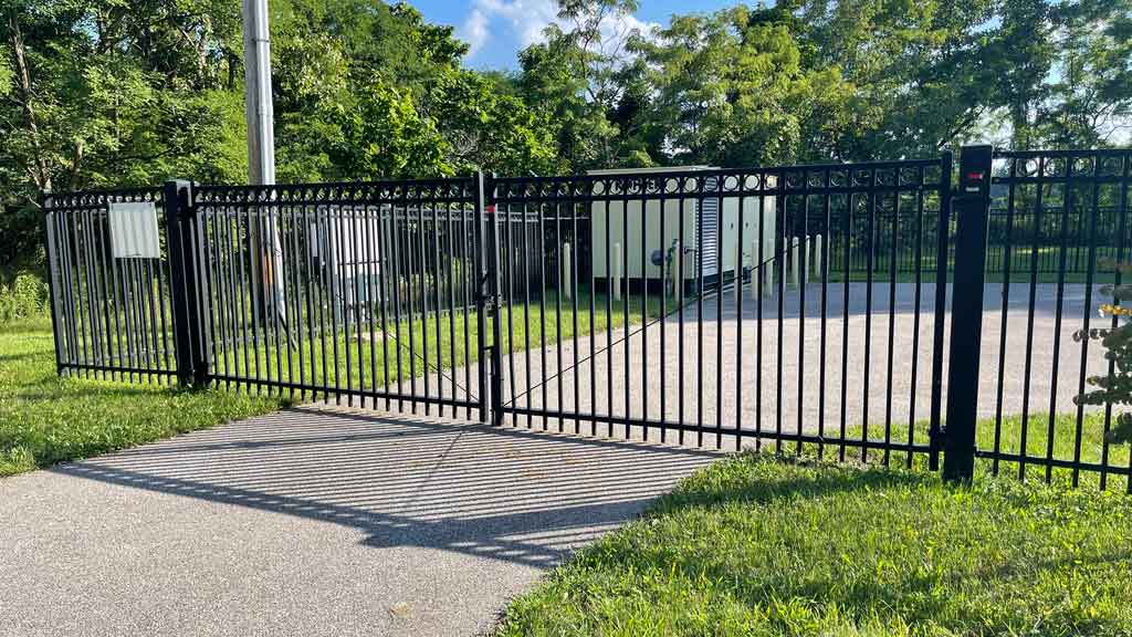 double gate constructed from ornamental steel