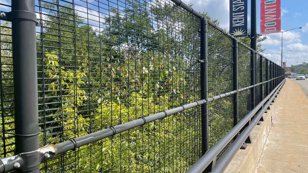 anti climb fence on a bridge