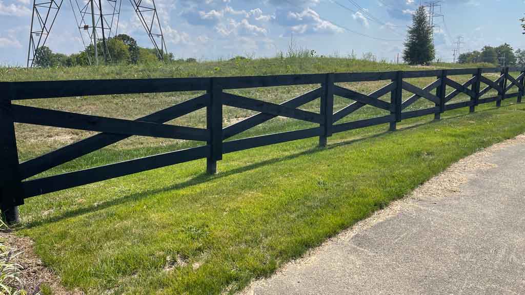 Black Stained Wood Crossbuck Fence