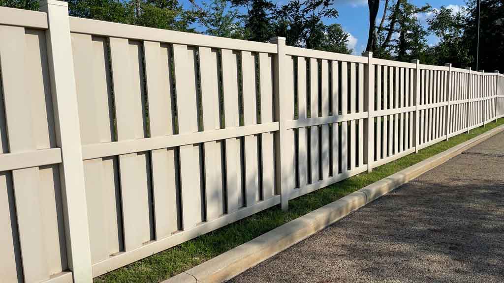 tan vinyl shadowbox fence