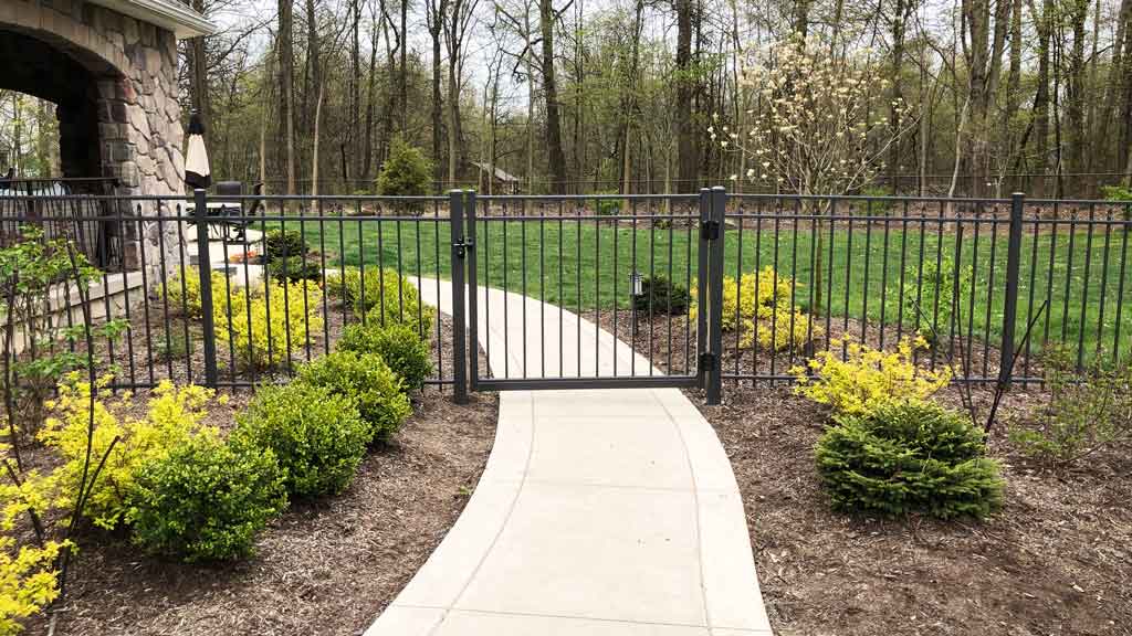 aluminum fence line with gate