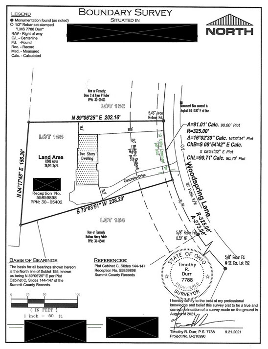 survey document with property lines