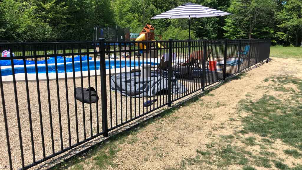 black aluminum pool fence