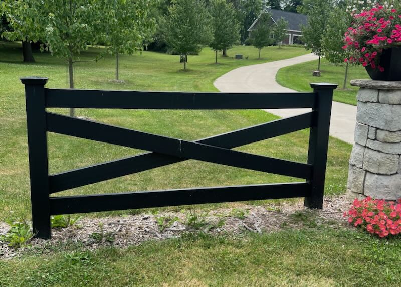 black vinyl fence crossbuck style